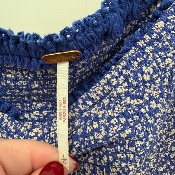 Free People Blue Floral Women's Top - Picture 2 of 3